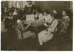 Continuation School group at Ipswich Mills, South Boston, studying textiles