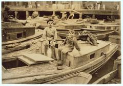 Fisher boys playing truant on their father's smacks, Boston 1915