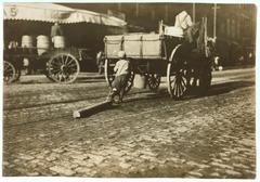 Boys and men with cart in Boston, 1915