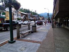 panoramic view of Gatlinburg, Tennessee with mountains in the background