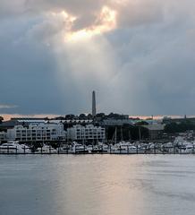 Bunker Hill Monument with surrounding Navy Yard