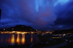 Long exposure of Estes Park nightlife from a hotel balcony