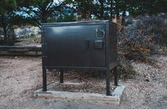 metal bear food storage box at Estes Park Campground, Colorado