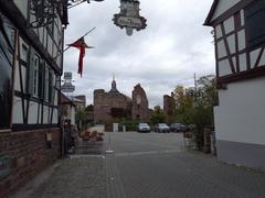 Burg Hayn, a medieval castle, viewed from Fahrgasse in Dreieichenhain