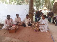 Musical gathering outside Shilaidaha Kuthibari, Kushtia