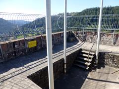 Bergfried Burg Liebenzell with observation platform and metal railing