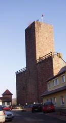 Burg in Bad Liebenzell on a sunny day with parked cars