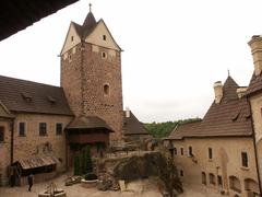 Burg Loket castle with surrounding landscape in panoramic view