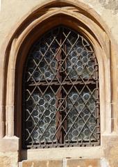 Gothic window of Loket Castle in Czech Republic