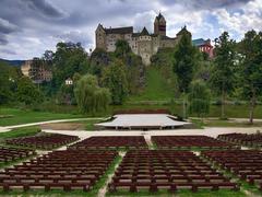 Loket Castle and amphitheatre on the shore of Ohře river