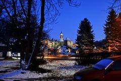 Loket Castle covered in snow during winter 2017