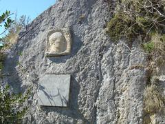 Plaque in honor of poet Maurice Magre at Montségur Castle ascent