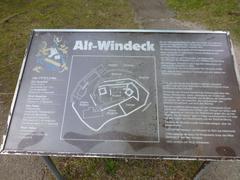 Information board of Burg Alt-Windeck with site map oriented to the northeast