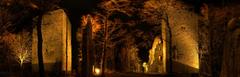 Castle Windeck at night with illuminated towers