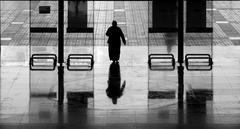 Silhouette of a person walking in Marrakech street