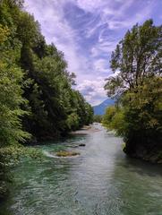 Fiume Serio river at Vertova in Val Seriana cycling path