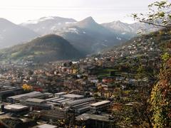 panoramic view of Vertova, Bergamo with lush greenery and mountains