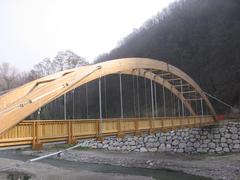 Bridge over Serio River in Vertova, Bergamo, Italy