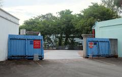 Blue gates at Zehnder Road, Haw Par Villa