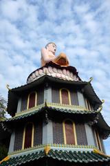 Buddha atop pagoda at Haw Par Villa