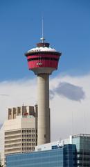 Calgary Tower against a blue sky