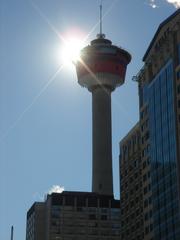 Calgary Tower against the sun