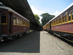 Anhumas Station with parallel railway tracks in Campinas, São Paulo, Brazil