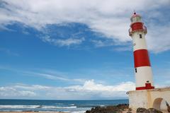 Farol de Itapuã lighthouse on a sunny day with blue sky