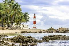 Itapuã Lighthouse on a beautiful beach in Salvador, Bahia, Brazil