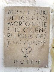 Commemorative plaque at the entrance gate of Forte de Monte Serrat in Salvador, Bahia