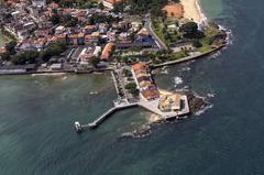 Aerial view of Monte Serrat Fort and Lighthouse in Salvador, Brazil