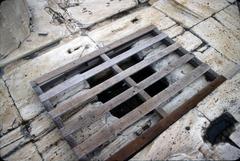 Cutting in floor of north colonnade at the Parthenon in Athens