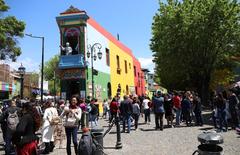 Colorful traditional buildings in La Boca, Buenos Aires, Argentina