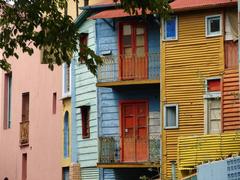 colorful buildings and cobblestone streets in La Boca neighborhood, Buenos Aires