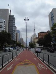 Avenida Paulista street view in São Paulo with tall buildings and traffic