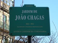 João Chagas garden sign in Porto, Portugal