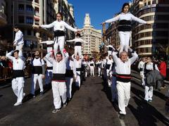 Entrada de la Muixeranga de València a la Plaça de l'Ajuntament de València durant Festa de la Infantesa 2019