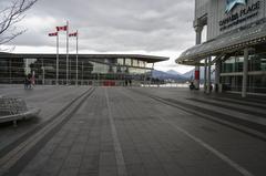 Canada Place in Vancouver during COVID-19 pandemic, with empty streets