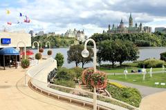 View across Ottawa River from Museum of History towards Parliament Hill