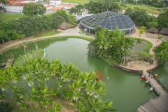 scenic view of Mangal das Garças in Belém, Pará with lush greenery and a calm water body