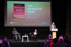 Buzz Bissinger speaks about his book The Mosquito Bowl with Professor Adrian Harewood at the Canadian War Museum