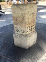 Side view of the Monument Marco Zero in São Paulo's Praça da Sé