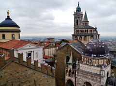 View from the Campanone to the Cathedral of St. Alexander and the Basilica of St. Mary the Great in Bergamo