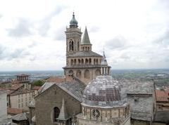 View of Santa Maria Maggiore and Colleoni Chapel from Campanone in Bergamo