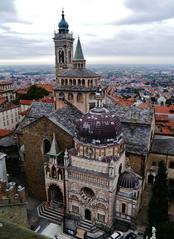 View from Campanone to Basilica of St. Mary the Great and Colleoni Chapel in Bergamo