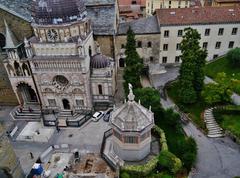 view from the Campanone to the Colleoni Chapel and the Baptistry in Bergamo, Italy