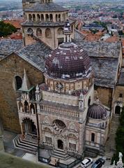 View from Campanone Civic Tower to Colleoni Chapel in Bergamo, Italy