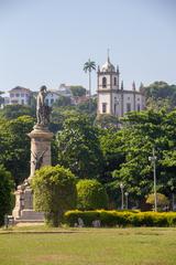 Christ the Redeemer statue in Rio de Janeiro with clear blue sky