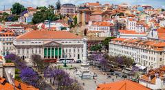 Cityscape of Lisbon with Rossio Square and historical architecture