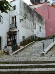 Alfama district in Lisbon with colorful buildings and tiled streets